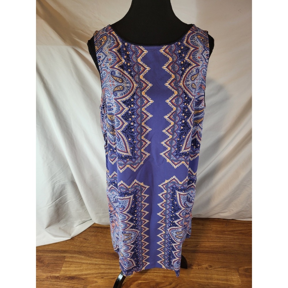 J Jill Majestic Purple Paisley Sleeveless Shift Dress Rayon Size‎ Large